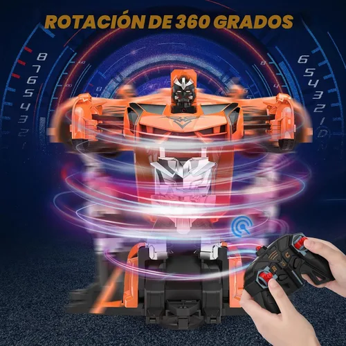 Vista 4 de Carro de Control Remoto que se Transforma en Robot, Juguetes de Carro RC, Deformación de Un Botón y Rotación de 360° con Derrape, Juguetes