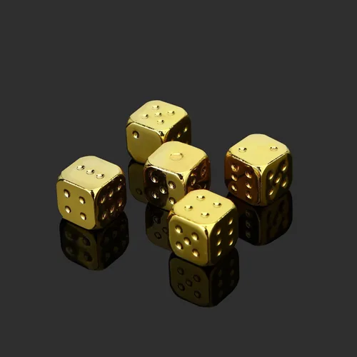 Vista 4 de Juego de dados poliédricos de aleación de zinc para juego de mesa (dorado)
