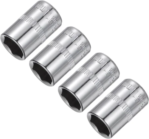 Vista 9 de uxcell 4 Pcs 1/4-Inch Drive 0.197 in 6-Point Zócalo poco profundo, métrico, acero con cromado