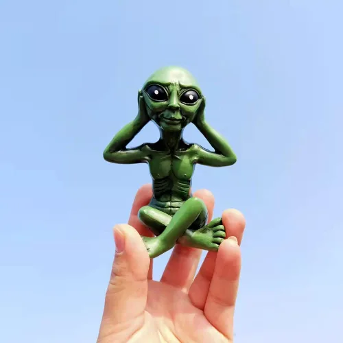 Vista 2 de Estatua de alienígena, resina para escuchar/ver/hablar sin sabio malvado, 3 piezas Hear No Evil See No Evil Speak No Evil Alien Statue, Sci-fi