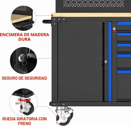 Vista 6 de WORKPRO Cofre de herramientas rodante de 52 x 20 pulgadas con tablero