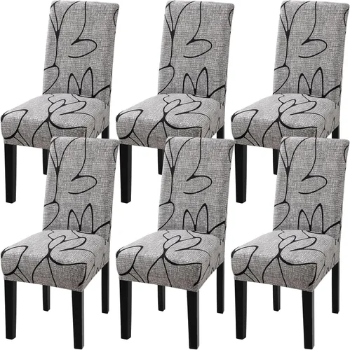 Vista 42 de Fuloon Paquete de 4 Fundas Protectoras para Asientos de Sillas de Comedor Super Ajustadas Elásticas Extraíbles Lavables Cortas para Hotel, Comedor
