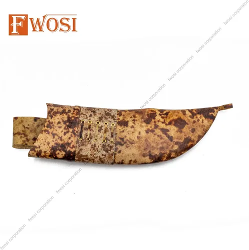 Vista 5 de Kukri Blade - Cuchillo de hoja fija, cuchillo machete Kukri - acero de alto carbono de Leafspring - Mango de palisandro - Funda de cuero marrón