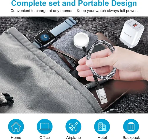 Vista 7 de Cargador inalámbrico para Samsung Watch para Galaxy 8/8 Classic/7/6/6 Classic/5/5 Pro/4/4 Classic/3/Active Ultra/FE Watch, cable de carga USB