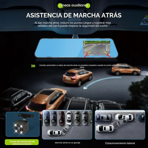 Vista 4 de Cámara de respaldo de 4.5 pulgadas, cámara de respaldo de 1080P, cámara de espejo frontal y trasero para automóviles con doble lente de grabación