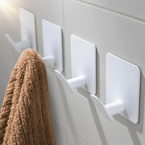 Vista 19 de DELITON Ganchos adhesivos – Paquete de 4 ganchos de pared para toallas/abrigos, para baño o cocina (negro mate, acero inoxidable)