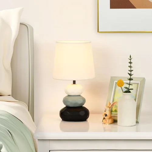 Vista 3 de BERO - Lámpara de mesa pequeña blanca para sala de estar como lámpara de mesita de noche para dormitorio, lámpara de mesa moderna de cerámica