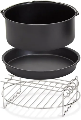 Vista 3 de Dash Accesorios compactos para freidora de aire, kit de accesorios antiadherentes de PTFE multiusos, diseño fácil de limpiar y ahorra espacio, Negro