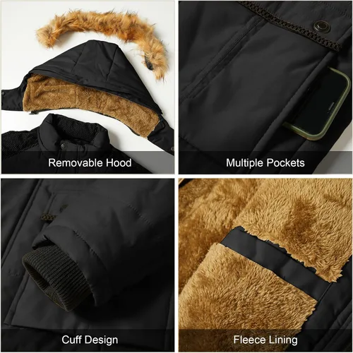 Vista 6 de Chaqueta de esquí impermeable de invierno para hombre, abrigo con capucha cálido y resistente al viento