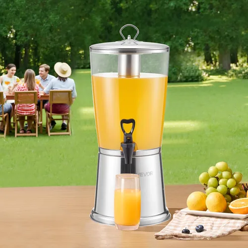 Vista 8 de VEVOR Dispensador de bebidas, dispensador de bebidas de 2.1 galones para fiestas, dispensador de jugo de acero inoxidable + plástico con cámara