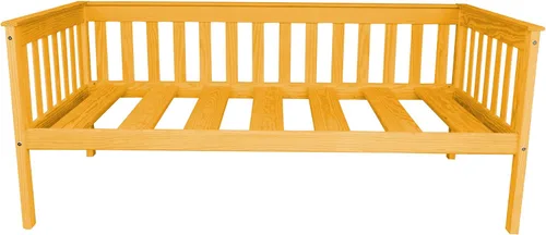 Vista 10 de Sofá cama de madera negra estilo misión de tamaño individual hecho en Amish Negro (Black Paint)