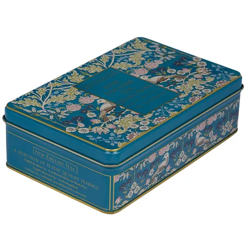 Vista 6 de Nuevo té inglés Song Thrush Tea Sampler Lata con 72 bolsas de té negro Desayuno inglés + mezclas Earl Grey