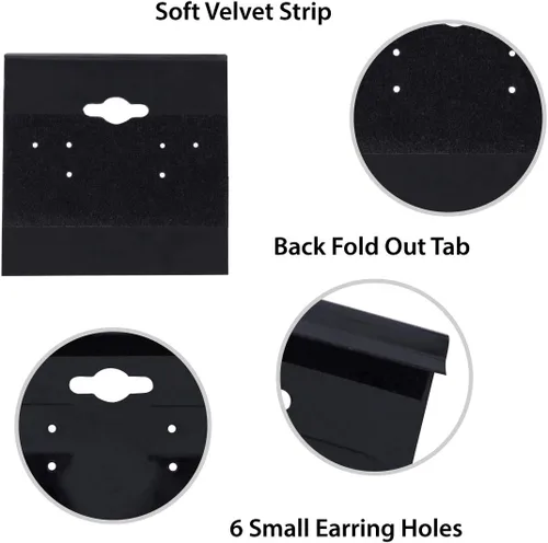 Vista 7 de Super Z Outlet Tarjetas de plástico de terciopelo negro para aretes, accesorios de joyería, 2 x 2 pulgadas (100 unidades)