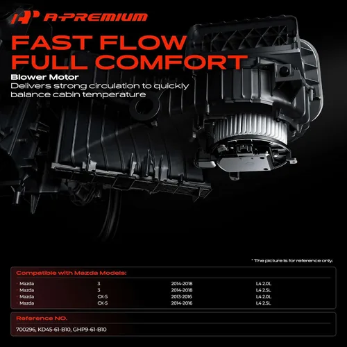 Vista 2 de A-Premium Motor soplador de calefactor HVAC A/C con jaula de ventilador compatible con vehículos Mazda - 2014-2018 3, 2013-2016 CX-5