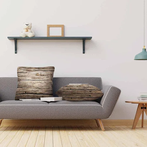 Vista 7 de Juego de 2 fundas de cojín cuadradas con textura de tablones de madera antigua, nostálgica, rústica, decorativa, para dormitorio, sala de estar