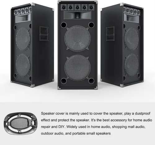 Vista 3 de Cubierta para parrilla de altavoz, protector de rejilla de subwoofer, [para audio en el hogar, bricolaje, 4 x 6 pulgadas/negro/2 unidades]