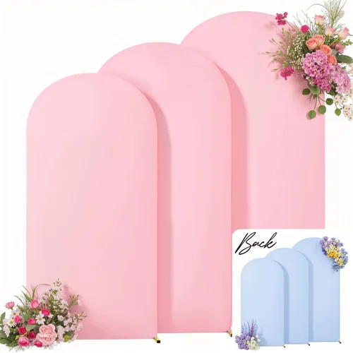 Vista 12 de Juego de 3 fundas elásticas para arco de arco iris de 6, 5, 4 pies, para arco de boda, juego de 3 fundas de elastano ajustadas, de tela azul