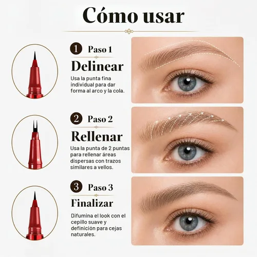 Vista 5 de Lápiz de cejas para mujer, bolígrafo de cejas de microblading de doble punta con punta de 2 tenedores y punta de pincel precisa, lápiz de cejas 01