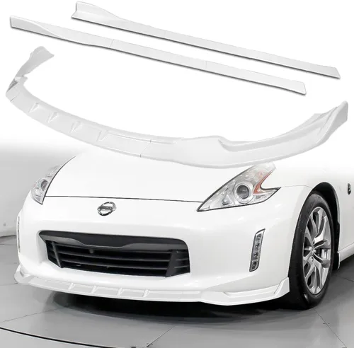 Vista 9 de Q1-TECH, 9 piezas de difusor de parachoques delantero y falda lateral compatible con Nissan 370Z 2013-2020, alerón de parachoques delantero, divisor