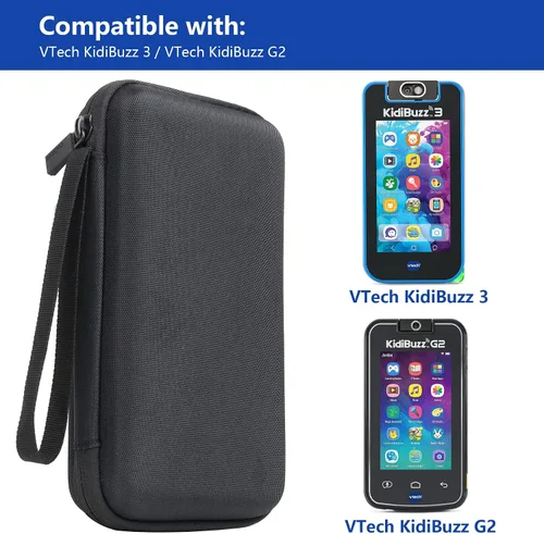 Vista 2 de co2CREA Funda rígida de repuesto para VTech KidiBuzz 3 / KidiBuzz G2 para niños Electrónica Smart Device KidiConnect (funda negra + interior gris)