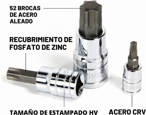 Vista 3 de Powerbuilt T-70 Star Bit Socket, unidad de 1/2 pulgada, Torx, marca de tamaño de alta visibilidad - 940363