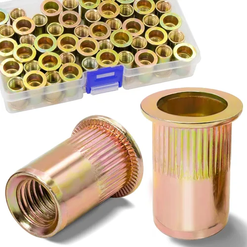 Vista 28 de Tuerca de remache UNC de 1/2 ''-13, 10 piezas de acero inoxidable 304 cabeza plana remache roscado inserto Nutsert
