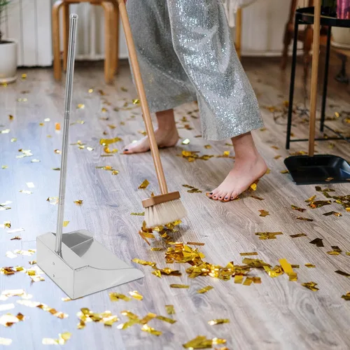 Vista 7 de Lurrose Recogedor vertical con mango largo, pala de basura de gran capacidad para limpieza del hogar, agarre ergonómico, diseño resistente al