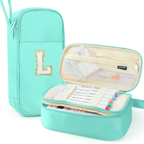 Vista 89 de Estuche Grande para Lápices, Bolsa de Lápices de Gran Capacidad, Bolsa de Lápices Personalizada con Inicial con Cremallera Suave, Múltiples