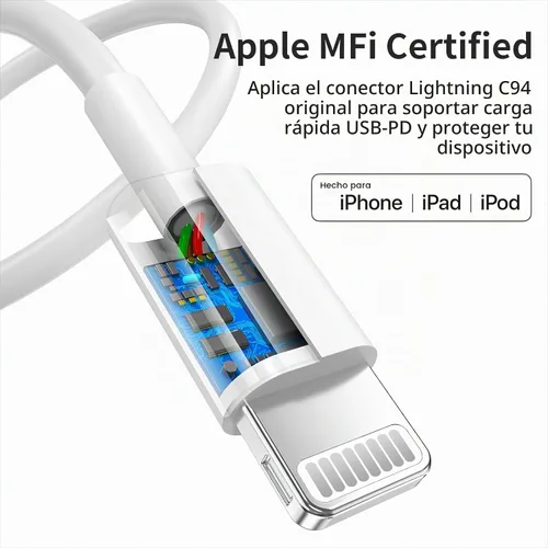 Vista 2 de Cable USB C a Lightning, paquete de 5 unidades de 6 pies [certificado Apple MFi] Cargador rápido para iPhone de carga rápida tipo C a cable
