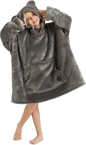 Vista 47 de THREE POODLE - Manta con capucha portátil para mujeres, sudadera con capucha de sherpa de gran tamaño para adultos hombres, mantas con capucha
