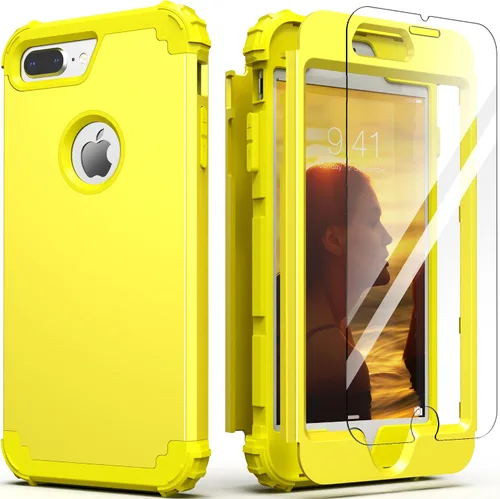 Vista 17 de IDweel Funda para iPhone 8 Plus, Funda para iPhone 7 Plus con Protector de Pantalla de Vidrio Templado, 3 en 1 Resistente a Golpes Delgada Híbrida