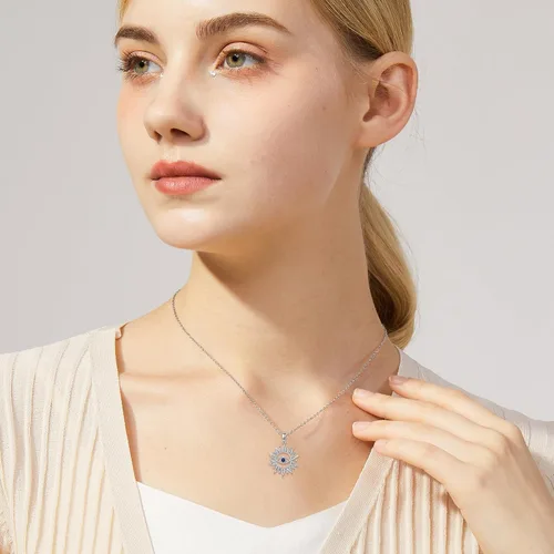 Vista 5 de PROESS Collar de plata de ley 925 con amuleto de protección espiritual para mujeres y hombres con cadena de 18 + 2 pulgadas