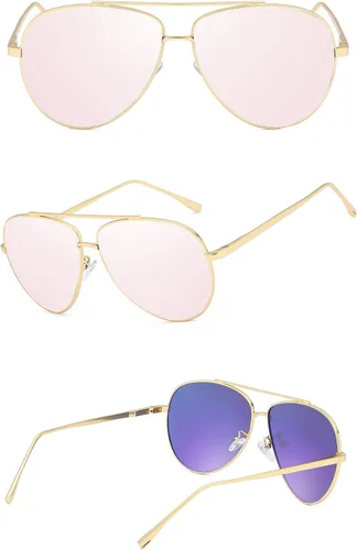 Vista 4 de AIMADE Lentes de sol polarizados militares de alta calidad, marco de metal, diseño único, para hombres y mujeres, 100% protección UV