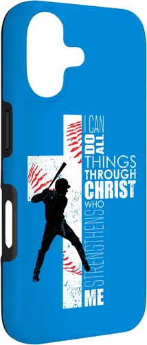 Vista 3 de Blue Christian Baseball Gifts Teen Boys Cross Bible Phone Case para iPhone 17