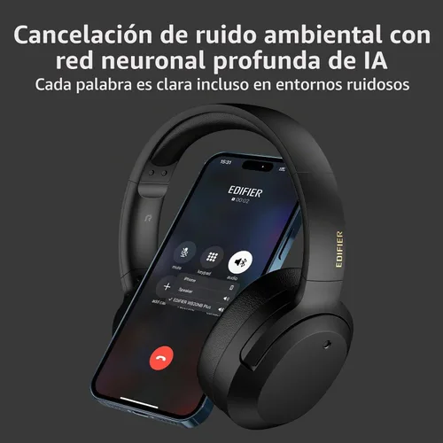 Vista 3 de Edifier W820NB Plus Auriculares con cancelación activa de ruido sobre la oreja, llamadas claras con reducción de ruido profunda, auriculares