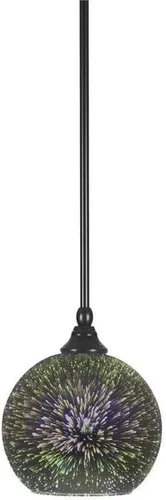 Vista 156 de Toltec Lighting Tallo Colgado Mini colgante, acabado de cobre negro, 3.5" cuadrado humo burbuja vidrio