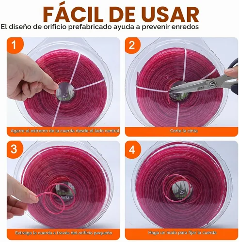 Vista 6 de Hipa Línea de recortadora de cuerda de 1 libra de 1.6mm/ 065 de 636 pies redonda para recortadora eléctrica inalámbrica universal de césped