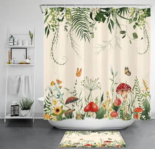 Vista 7 de LB Cortina de ducha de fútbol americano, juego deportivo, acuarela, fondo negro, cortina de baño de dibujos animados, tela de poliéster decorativa