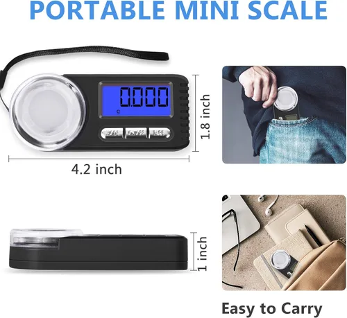 Vista 4 de THINKSCALE Báscula digital de miligramo 1.76 oz/0.00 oz, escala de mg para medicina en polvo con estuche portátil, escala de microgramos