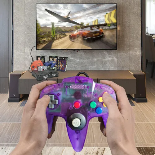 Vista 6 de ZeroStory Classic N64 Controller, Wired N64 Controller Upgraded Joystick for N64 Video Game Console (Transparent Green and Transparent Purple)