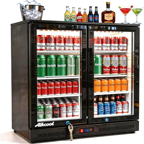 Vista 2 de Enfriador de barra trasera para debajo de la encimera, refrigerador de bebidas de 7.5 pies cúbicos, refrigerador bajo encimera, 2 puertas de 36