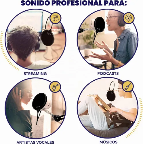Vista 4 de filtro Pop para micrófono, 6 pulgadas pantalla con doble malla eBook con consejos para grabación (idioma español no garantizado)