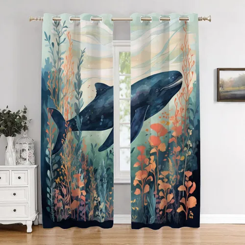 Vista 10 de Cortinas geométricas de cocina para ventanas, color negro, blanco, turquesa, cenefas opacas de poliéster multicapa para cocina, paquete de 2