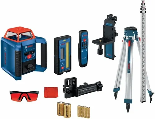 Vista 15 de BOSCH GRL2000-40HK REVOLVE Kit de láser rotativo horizontal autonivelante, incluye trípode, varilla de grado, receptor láser, 2 baterías D, 2