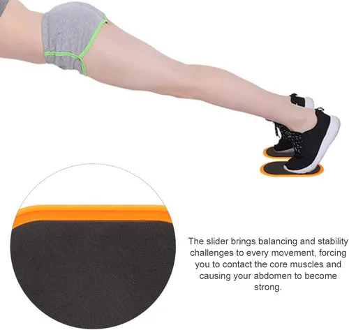 Vista 3 de Juego de 2 discos deslizantes de núcleo de ejercicio, diseño ovalado ergonómico, para yoga, pilates, entrenamiento de fitness en casa, entrenamiento