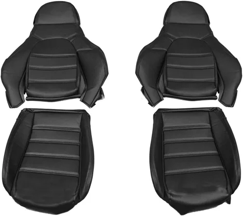Vista 3 de Compatible con Mazda Miata - Juego de fundas de asiento delantero, asientos estándar, cuero sintético negro 1990-1996