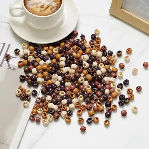 Vista 2 de WILLBOND 300 mini pinzas para el cabello para trenzas para niñas, mini cuentas de pelo arcoíris, pequeños clips de plástico para mujeres (color café)