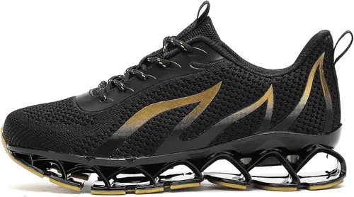 Vista 4 de Zapatos deportivos para correr para hombre, tenis con hoja para caminar, informales, cómodos, a la moda, antideslizantes, para el trabajo, deportes