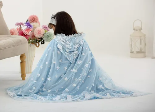 Vista 7 de PURFEEL Capa de lujo con capucha para niñas de Elsa disfraz de capa de princesa para niños de Elsa 2022