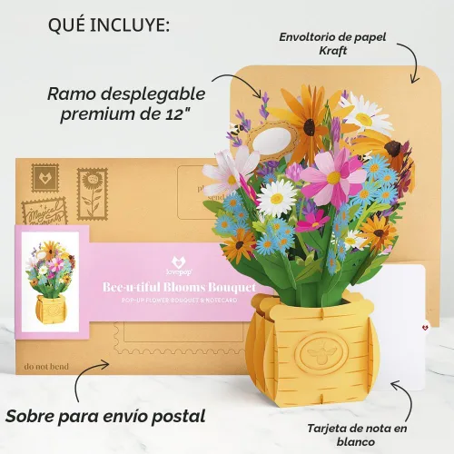 Vista 6 de Lovepop Ramo de Flores de Papel Desenfundable de Todos los Días para Ella y Él - Tarjetas de Felicitación 3D para Niños, Niñas, Hombres, Mujeres